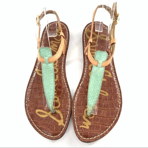Sam Edelman Shoes - Sam Endelman Gigi sandals size 6 37 tan green snakeskin print leather t-strap